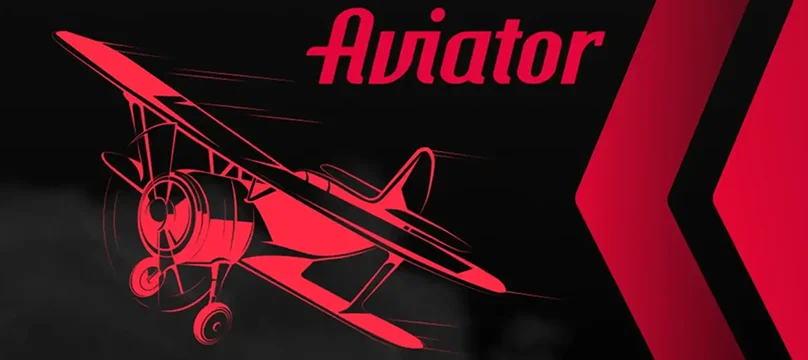 Imagem de capa do Aviator com um avião vermelho sobre fundo escuro