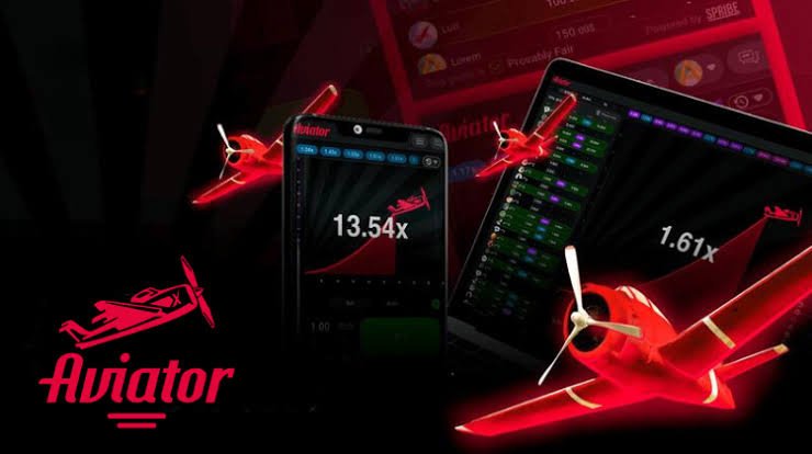 Jeu Aviator sur smartphone et tablette, avec des multiplicateurs de 13,54x et 1,61x et des avions rouges.