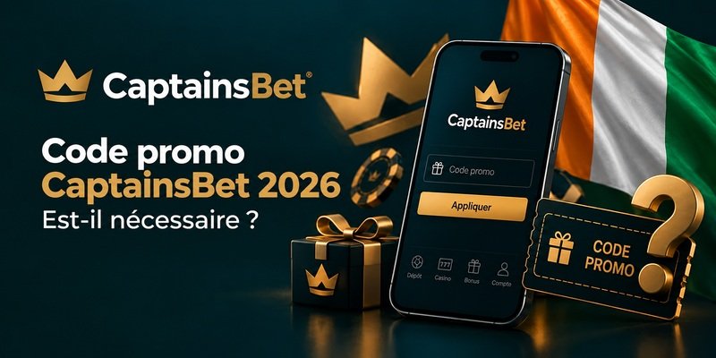 Code promo CaptainsBet 2026 en Côte d’Ivoire : est-il nécessaire ? Smartphone, cadeau et drapeau ivoirien.