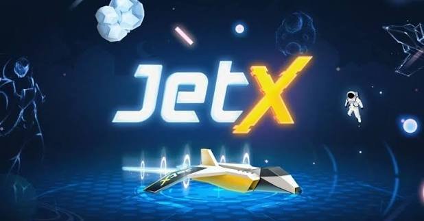 JetX cover image with the game logo and a jet on a blue background