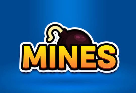 Mines game cover image with a bomb on a blue background